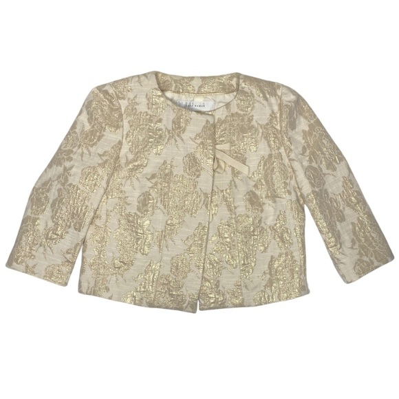 Zara Woman Cropped Ivory and Gold Dress Jacket Sz Med - Picture 4 of 10